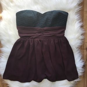 Anthropologie | Burgundy Velvet Strapless Top